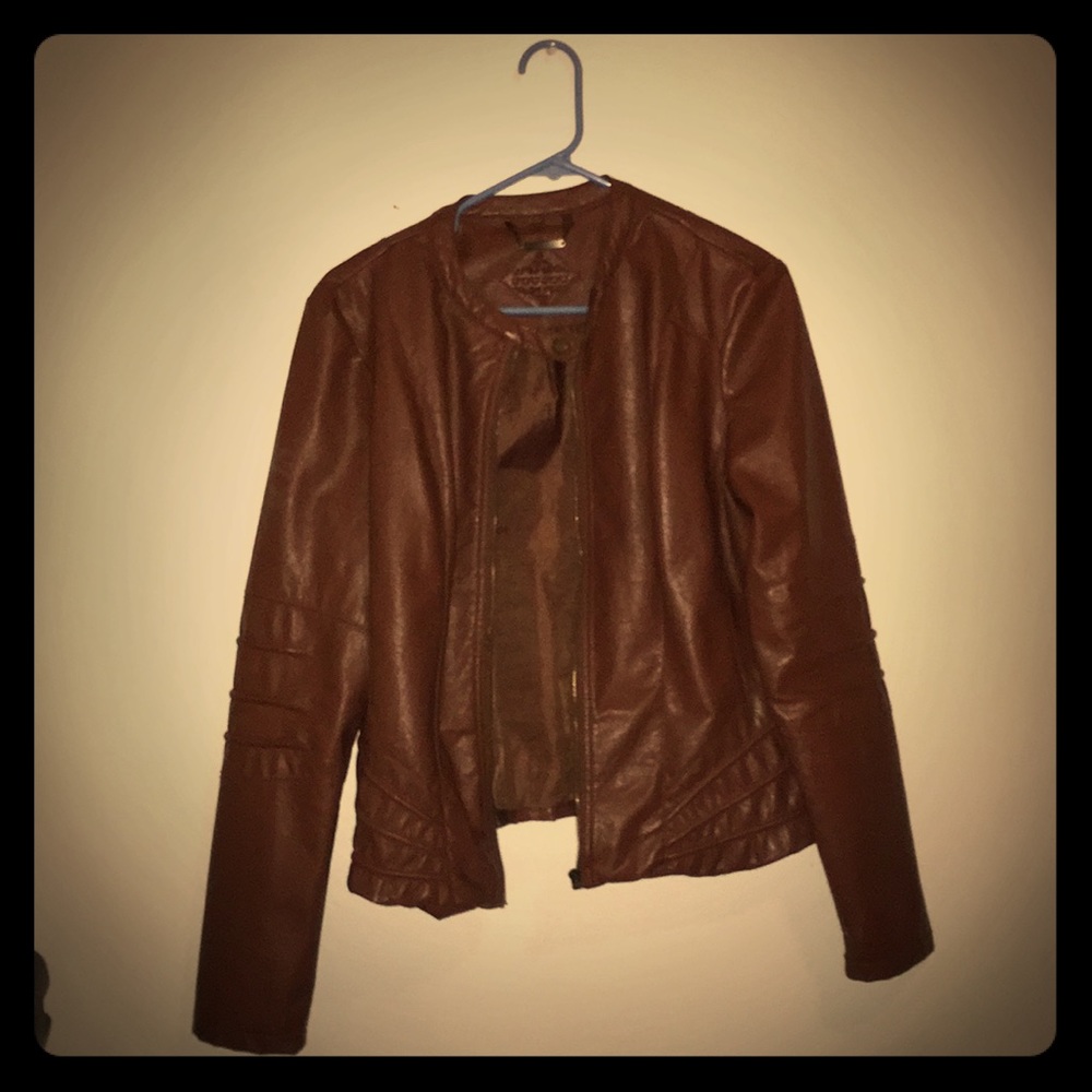 Brown leather jacket size L